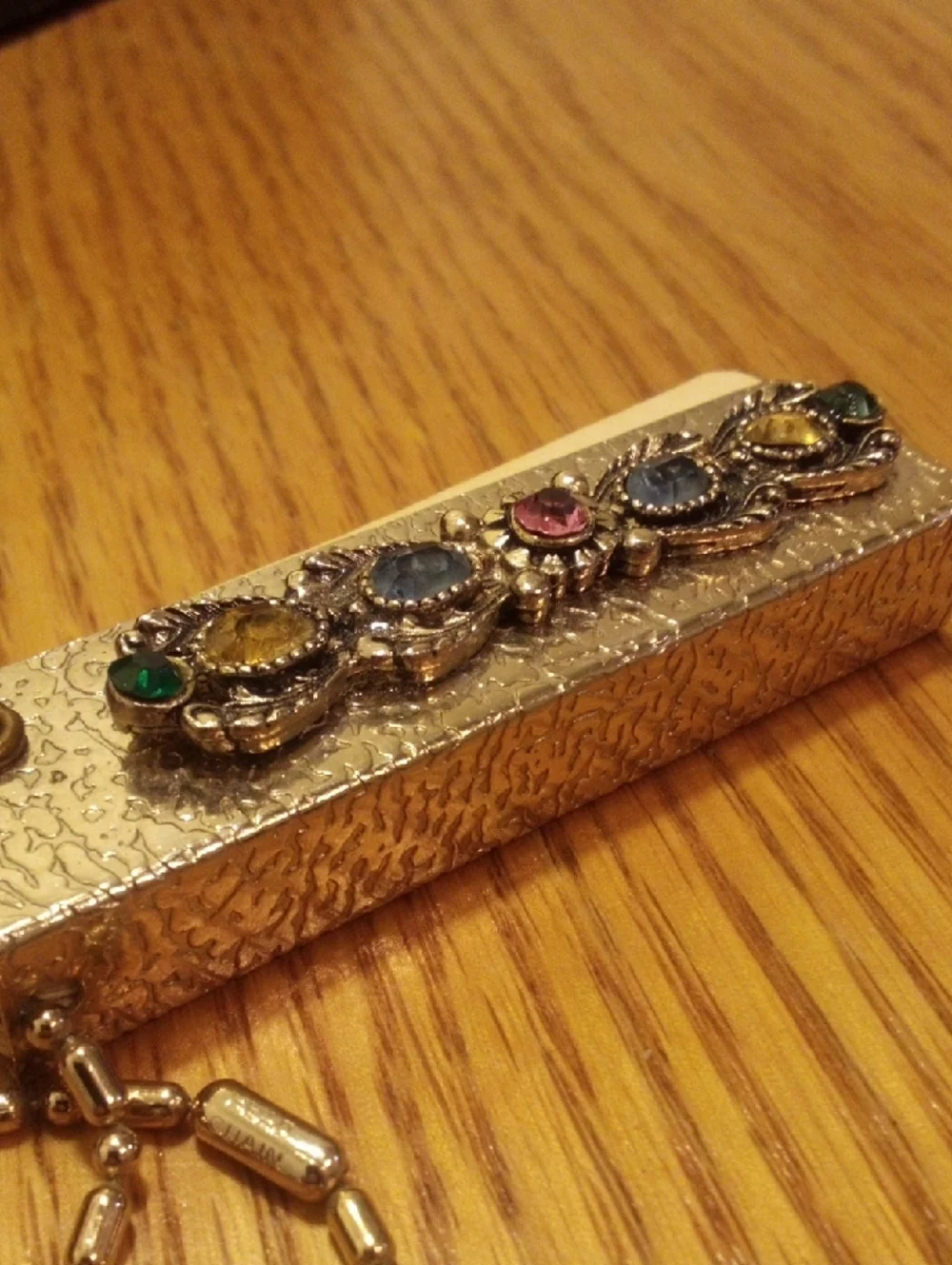 Multicolor Crystal Address And Key & Card Holder - Gold Tone